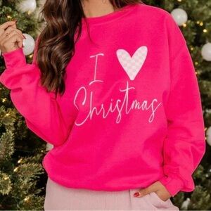 ⭐️ SLASH SUMMER SALE! ⭐️ NWT Pink Lily I Heart Christmas Fleece Sweatshirt, Sz M